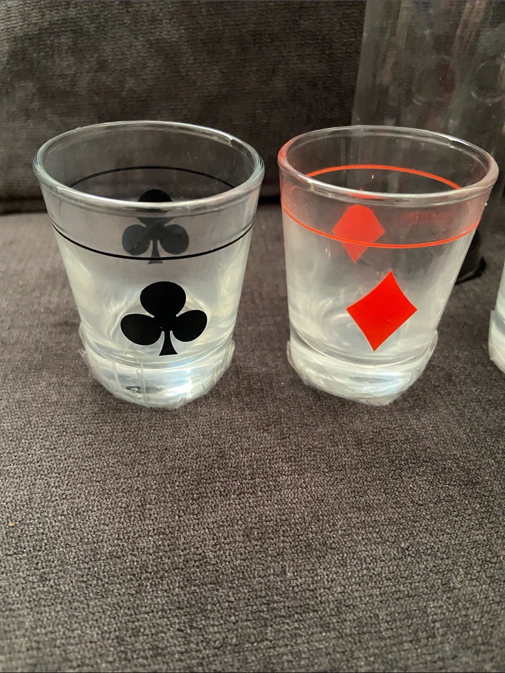 Playing Card Shot Glasses - Restoration Hardware Red and Black Set of 4 NWT